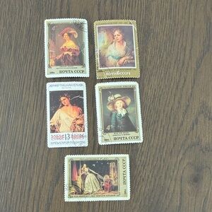 5 Vintage Soviet Postage Stamps Collection